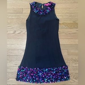 BETSEY JOHNSON Black Evening Silk w/ multicolor Sequin details Party Dress